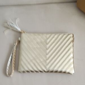 Charlotte Russe Cream Wristlet with Tassel